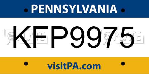 KFP9975 Pennsylvania License Plate