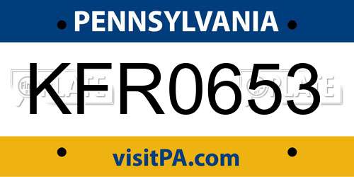 KFR0653 Pennsylvania License Plate