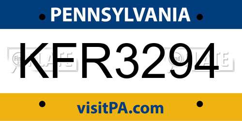 KFR3294 Pennsylvania License Plate