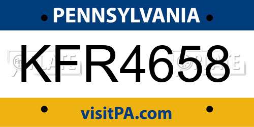 KFR4658 Pennsylvania License Plate