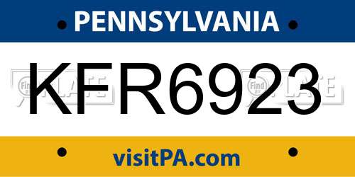 KFR6923 Pennsylvania License Plate
