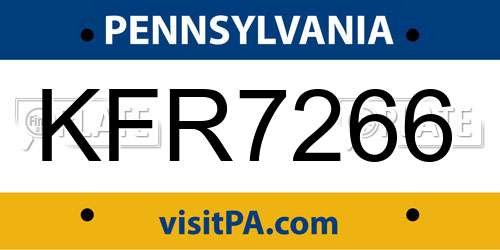 KFR7266 Pennsylvania License Plate