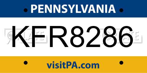 KFR8286 Pennsylvania License Plate