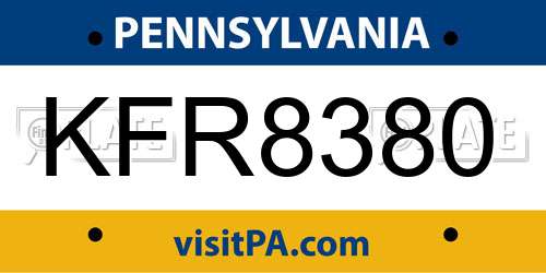 KFR8380 Pennsylvania License Plate
