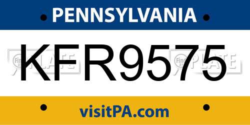 KFR9575 Pennsylvania License Plate