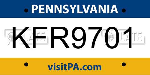 KFR9701 Pennsylvania License Plate