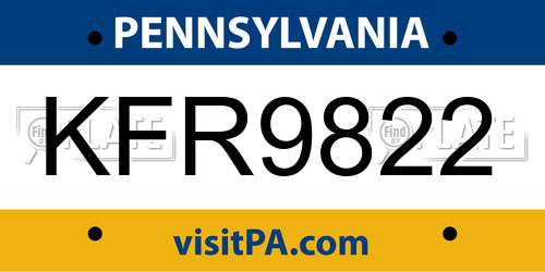 KFR9822 Pennsylvania License Plate