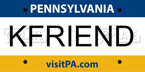 KFRIEND Pennsylvania License Plate
