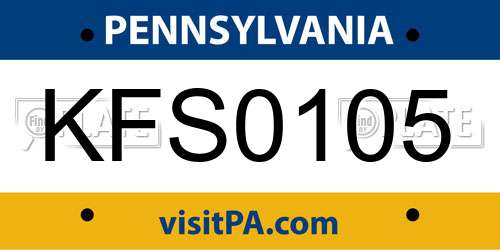 KFS0105 Pennsylvania License Plate