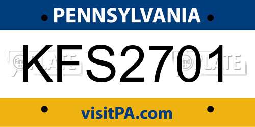 KFS2701 Pennsylvania License Plate