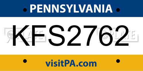 KFS2762 Pennsylvania License Plate