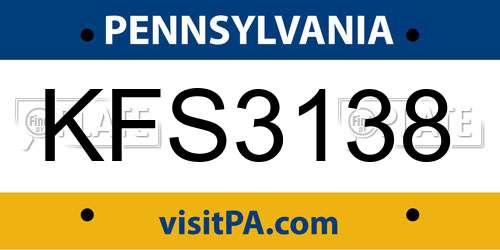 KFS3138 Pennsylvania License Plate