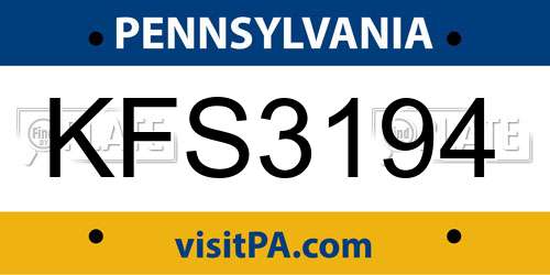 KFS3194 Pennsylvania License Plate