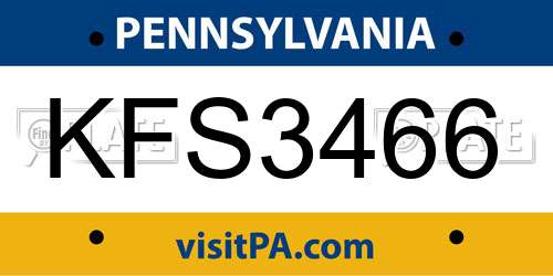 KFS3466 Pennsylvania License Plate