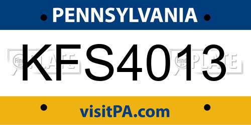 KFS4013 Pennsylvania License Plate