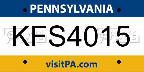 KFS4015 Pennsylvania License Plate