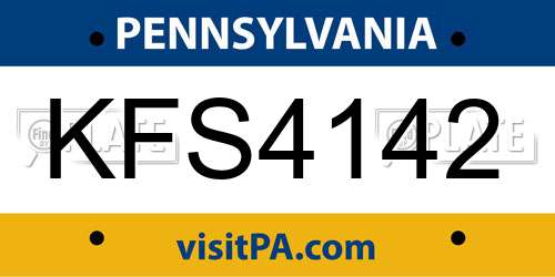 KFS4142 Pennsylvania License Plate