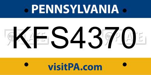 KFS4370 Pennsylvania License Plate