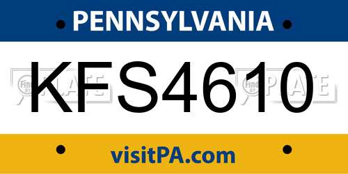 KFS4610 Pennsylvania License Plate