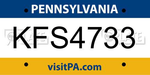 KFS4733 Pennsylvania License Plate