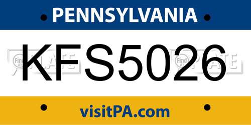 KFS5026 Pennsylvania License Plate