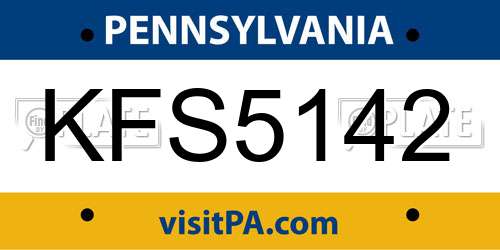 KFS5142 Pennsylvania License Plate