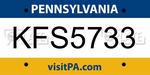 KFS5733 Pennsylvania License Plate
