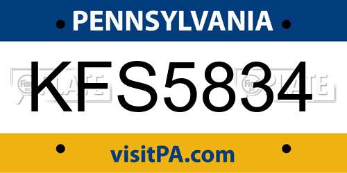 KFS5834 Pennsylvania License Plate