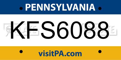 KFS6088 Pennsylvania License Plate