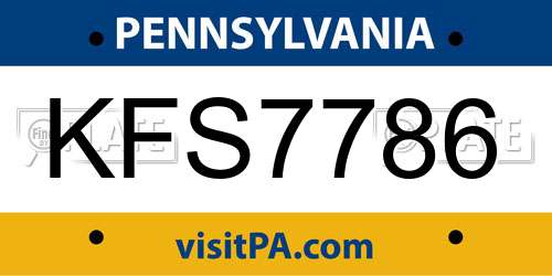 KFS7786 Pennsylvania License Plate