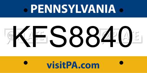 KFS8840 Pennsylvania License Plate