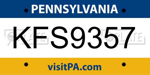 KFS9357 Pennsylvania License Plate