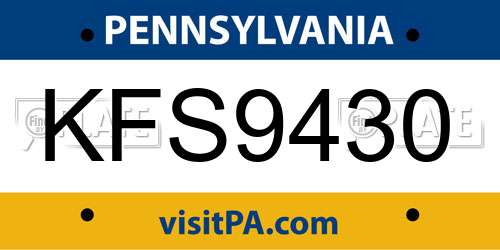 KFS9430 Pennsylvania License Plate