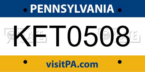 KFT0508 Pennsylvania License Plate