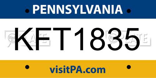 KFT1835 Pennsylvania License Plate