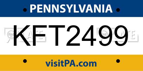 KFT2499 Pennsylvania License Plate