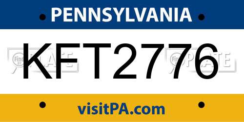 KFT2776 Pennsylvania License Plate