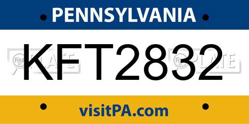 KFT2832 Pennsylvania License Plate