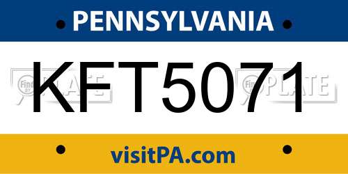 KFT5071 Pennsylvania License Plate