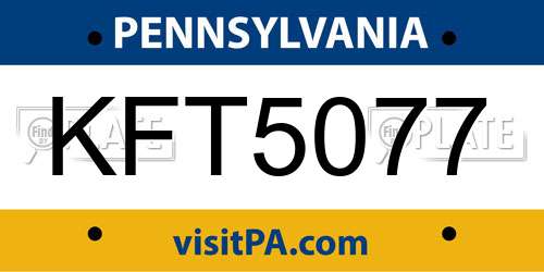 KFT5077 Pennsylvania License Plate