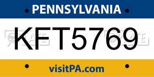 KFT5769 Pennsylvania License Plate