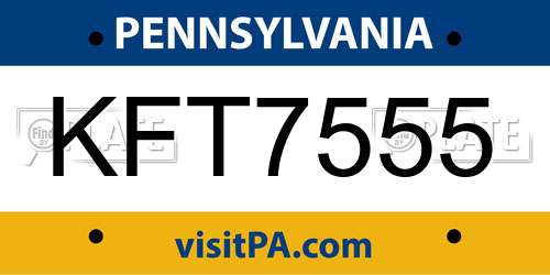 KFT7555 Pennsylvania License Plate