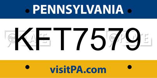 KFT7579 Pennsylvania License Plate
