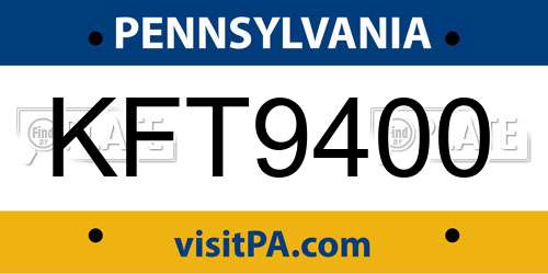 KFT9400 Pennsylvania License Plate