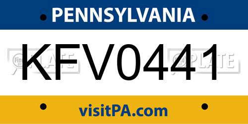 KFV0441 Pennsylvania License Plate