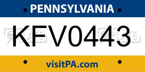 KFV0443 Pennsylvania License Plate