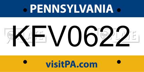 KFV0622 Pennsylvania License Plate