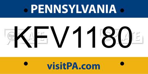 KFV1180 Pennsylvania License Plate