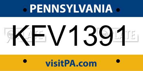 KFV1391 Pennsylvania License Plate