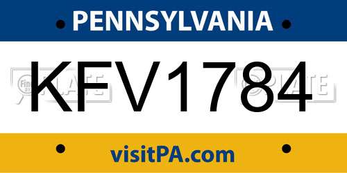 KFV1784 Pennsylvania License Plate